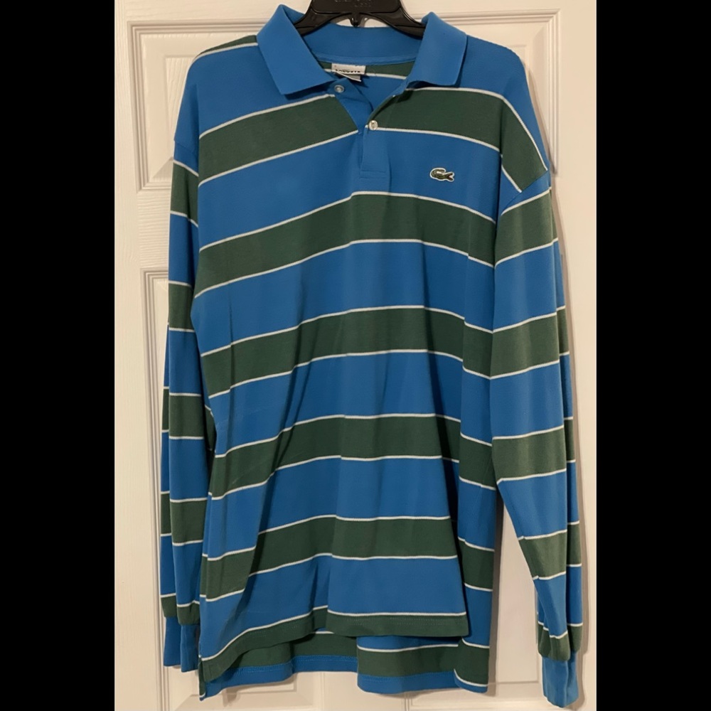 Blue and Green 2XL Long Sleeve Lacoste Shirt.